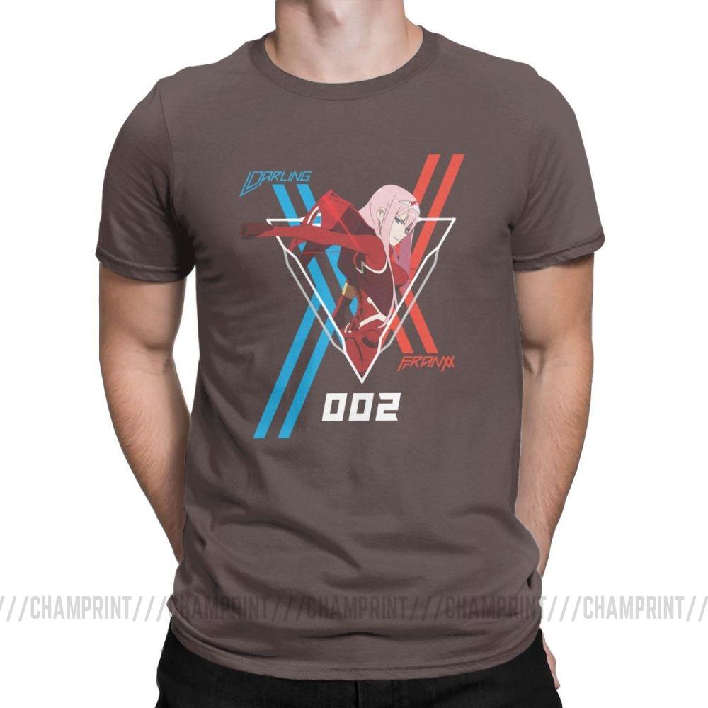 Darling 002 Darling In The Franxx Zero Two Футболка для мужчины с коротким рукавом Хлопок