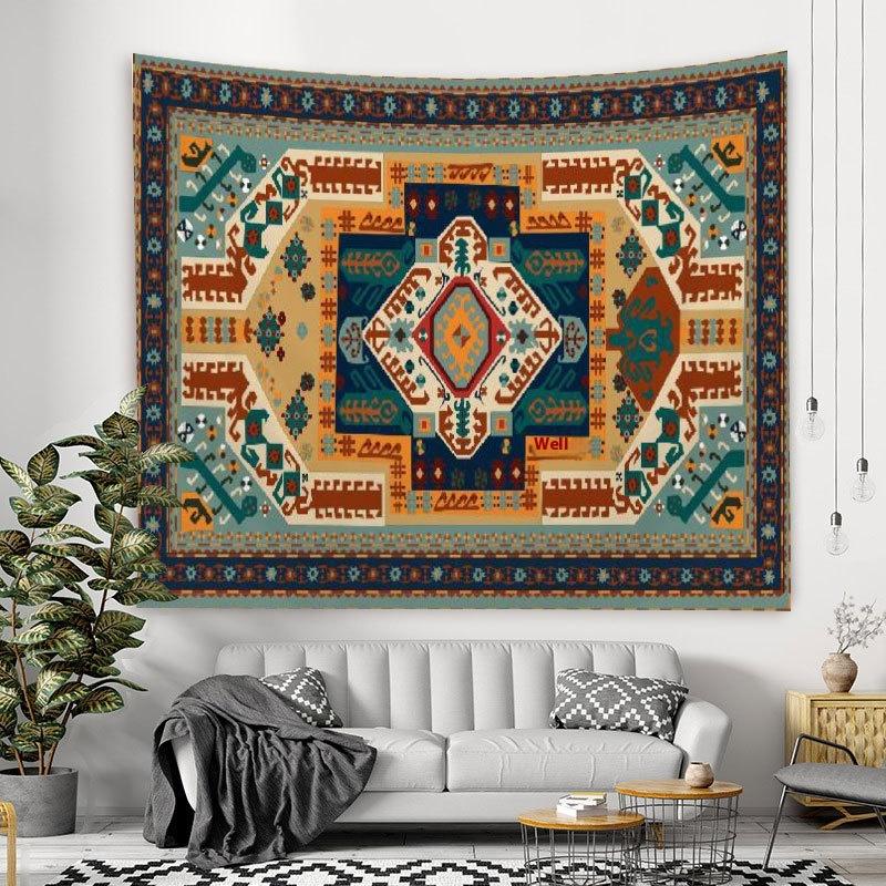Customized Persian Ethnic Style Printed Tapestries Handmade Polyester Home Decorative Cloth Geometric Pattern Tapestry