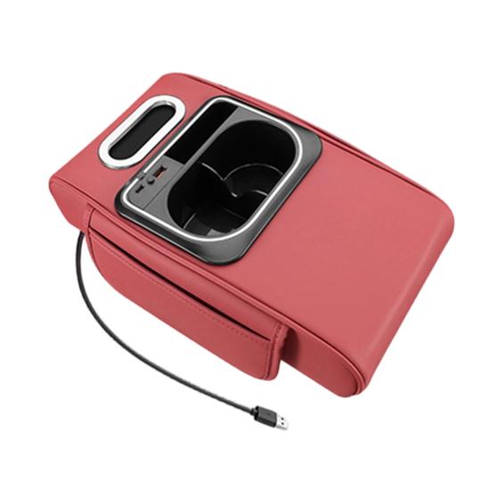 5-в-1 Органайзер на подлокотник автомобиля с держателем для стаканчика с салфетками, USB-портом для зарядки, подсветкой салона, усиливающая накладка для хранения в салоне для большинства автомобилей, портативный для автомобиля