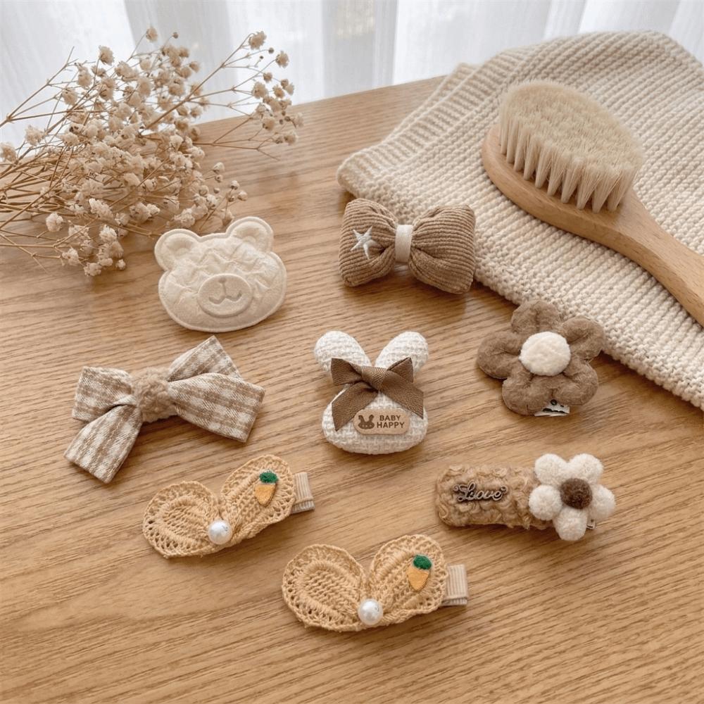 8/9pcs Fabric Hair Clip Set Plush Flower Hairpins Trendy Hair Barrettes Daily Wear