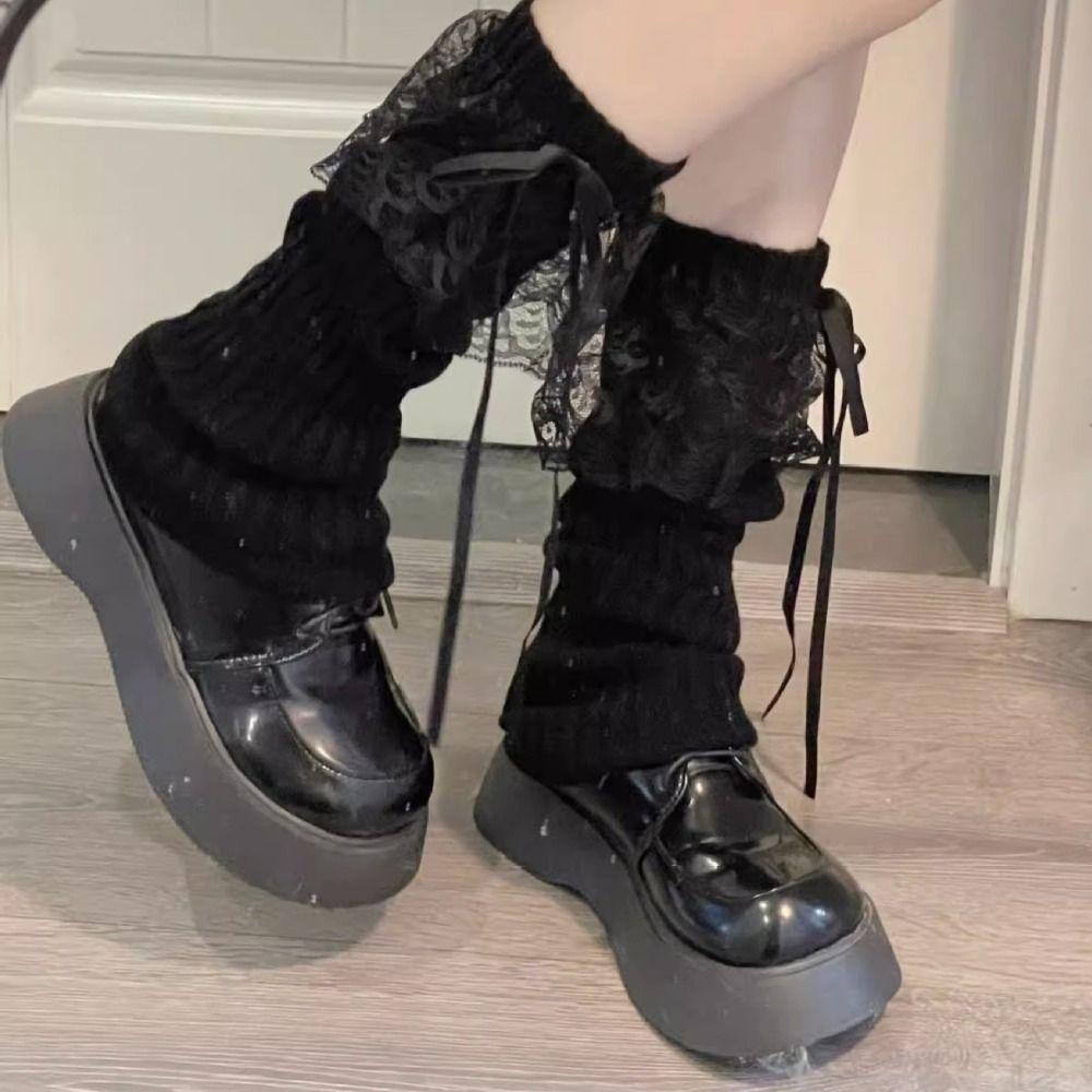 Knitted Streamer Long Socks Soft Leg Warmers Japanese Y2K Ankle Warmer Princess Style