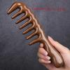 Расческа с широкими зубьями из сандалового дерева — антистатическая, массаж кожи головы для вьющихся волос, для всех типов, для влажного и сухого использования, деревянная ручка