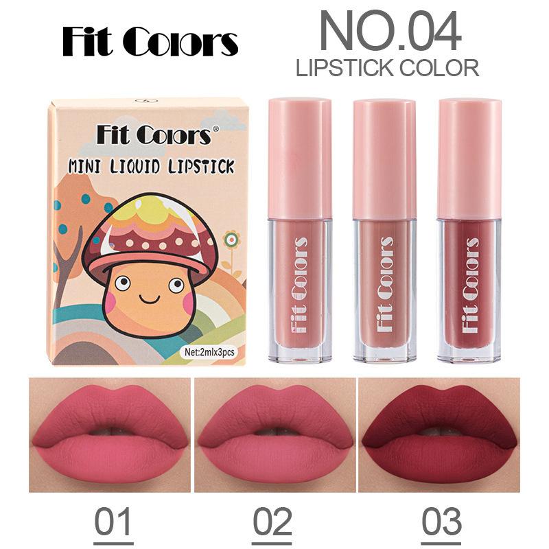 Three Mushroom Lipstick Set Moisturizing Spicy Lip Plumping Liquid Lip Oil Matte Non-stick Cup Lip Gloss Lipstick