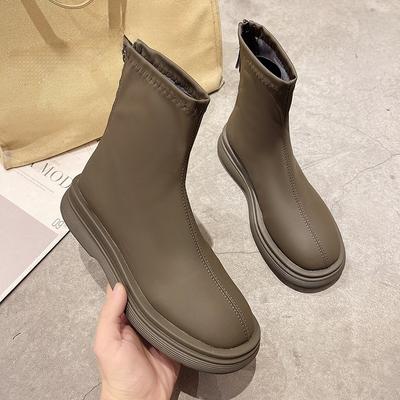 Модные балетки Женские кожаные ботильоны Зимняя мода Теплая удобная обувь 2025 Новые элегантные короткие ботинки челси Дизайнерские кроссовки