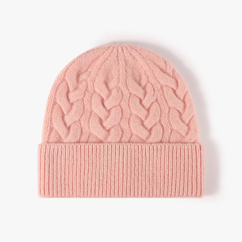 High Quality Winter Thick Custom Logo Earflap Beanie Color Wool Knitted Hat Warm Beanie Pullover Hat