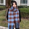 Korean Style Striped Imitation Cashmere Winter Scarf for Women - Thickened Plush Warmth