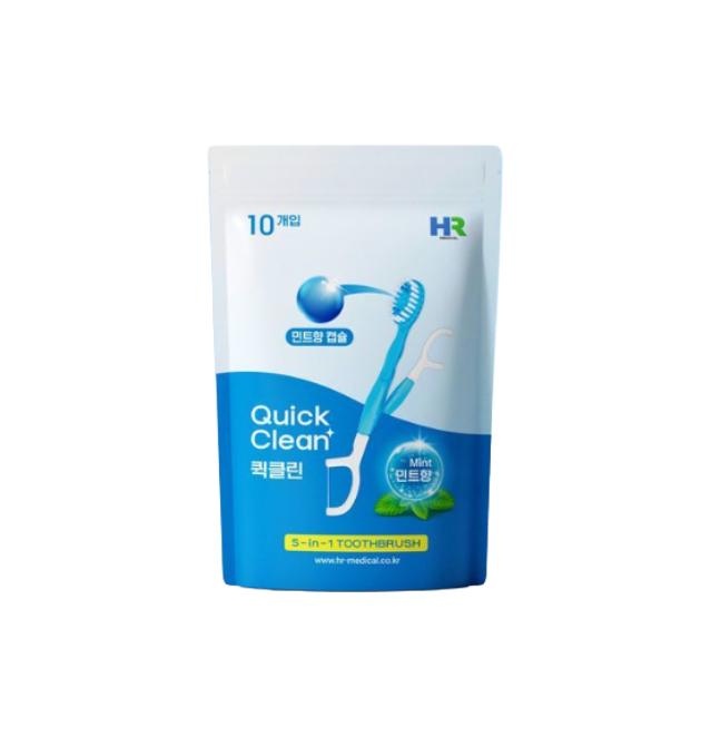 HR Medical Одноразовая зубная щетка Quick Clean 5-в-1, 10 шт. (Мята / Яблочная мята / Клубника) (10 вариантов)