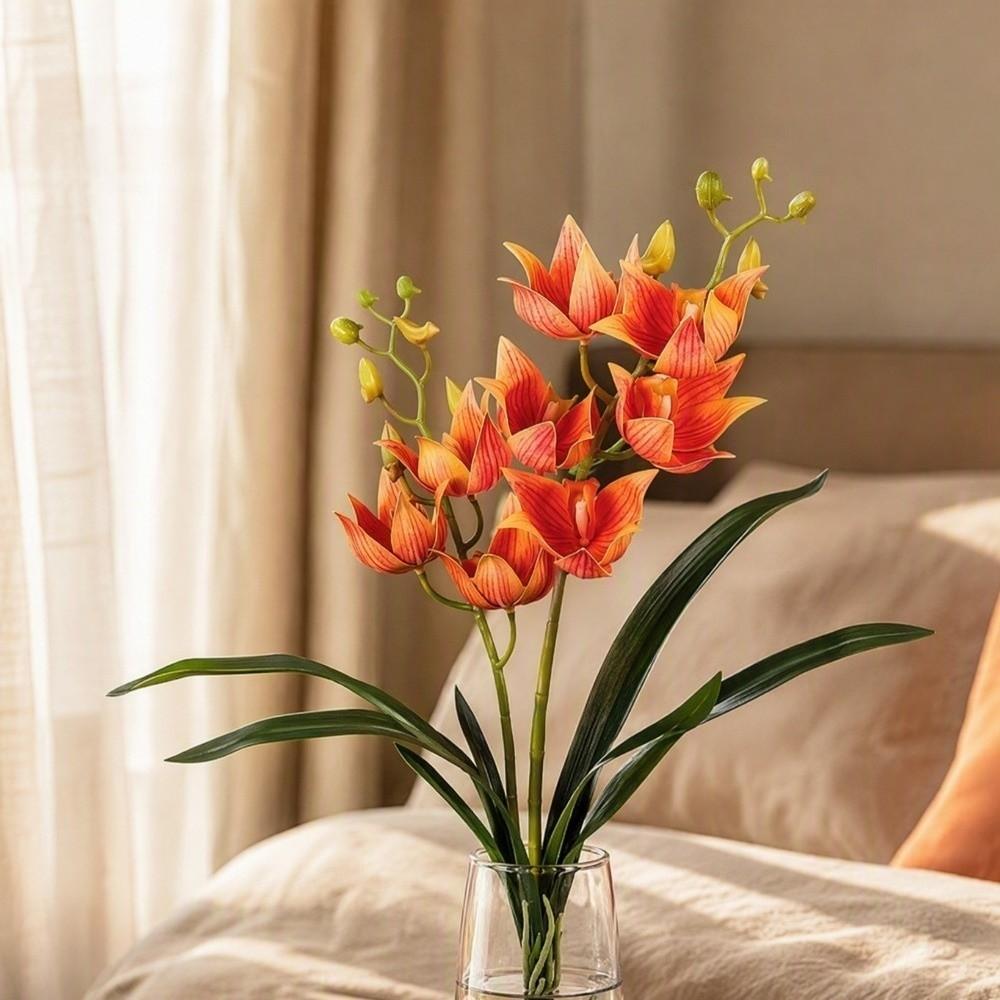Magpie Orchid Fake Cymbidium Flowers Artificial Cymbidium Faux Flowers Wedding Decor