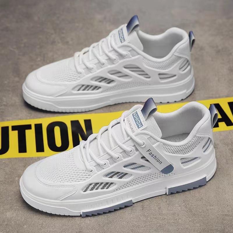 Мужская обувь весна дышащая дезодорирующая сетчатая обувь тренд универсальная повседневная обувь для скейтборда студенческая спортивная мягкая подошва белая модная обувь