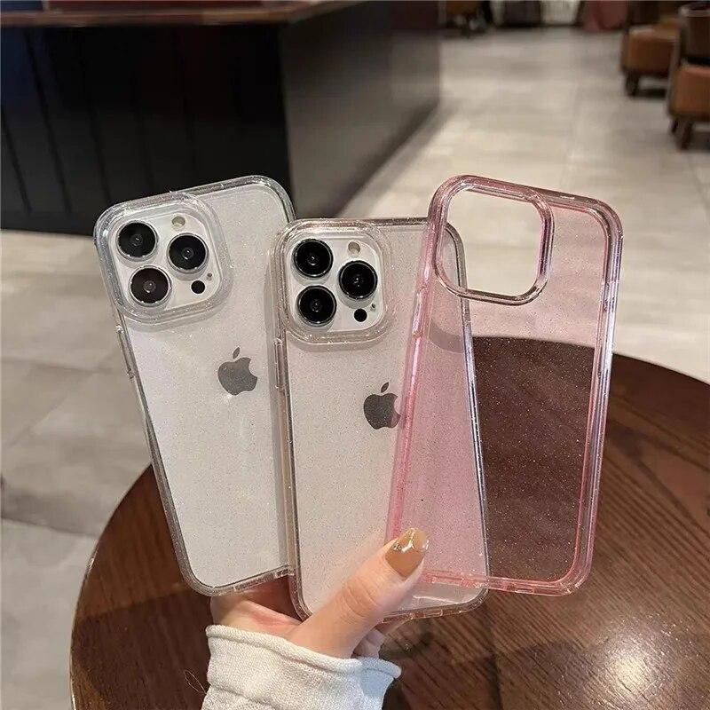 Luxury Bling Glitter Clear Phone Case For iPhone 15 14 13 12 11 Pro Max Plus 12 13 MiNi Silicone Transparent Soft Bumper Cover