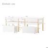 Lit d'enfant - MUVOE - 90x190 cm - Pin massif - Blanc &amp; Chêne - Tiroir inclus