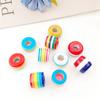 10 шт., 8*14 мм, круглые бусины из смолы в полоску с большим отверстием, акриловые семицветные радужные свободные бусины, браслет «сделай сам», интервальные бусины