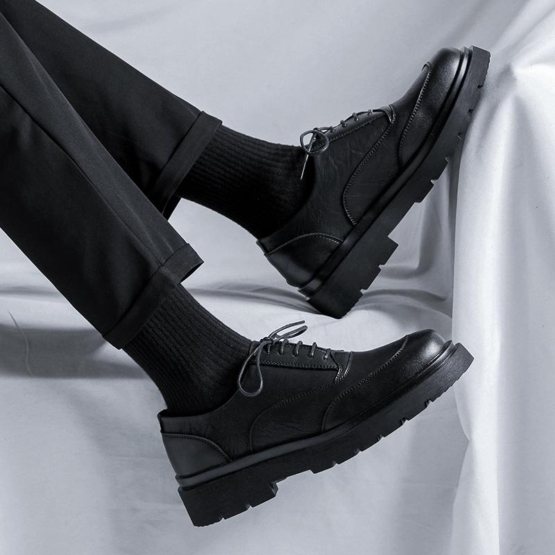 Модные мужские туфли из натуральной кожи в японском стиле Карадзюку в корейском стиле, винтажные, на толстой платформе, повседневные, мягкие, для мужчин, кожаные туфли