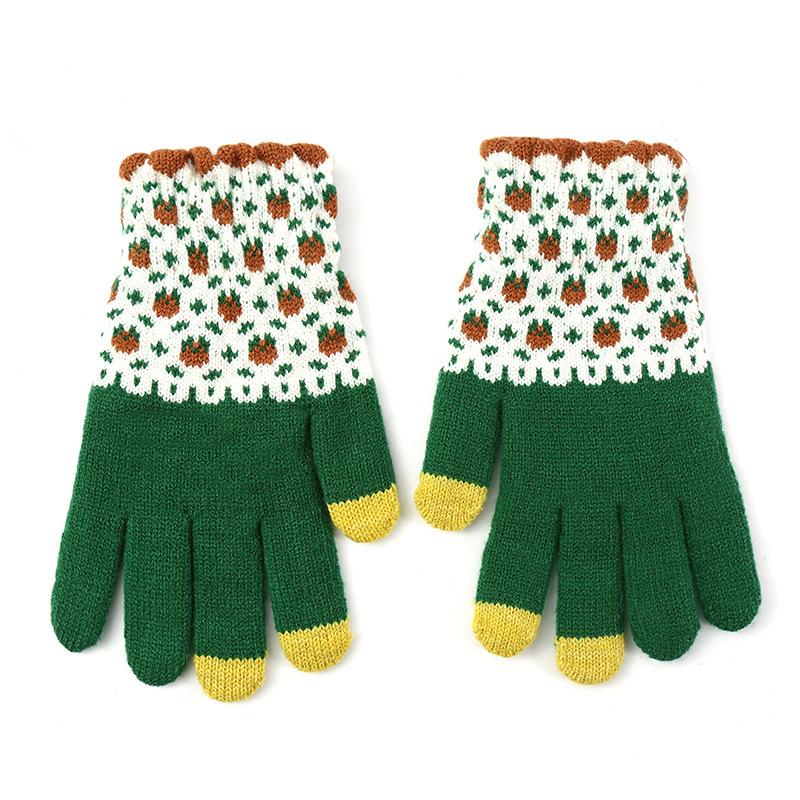 Winter Warm and Cute Knitted Women's Velvet Cycling Windproof Knitted Touchscreen Gloves