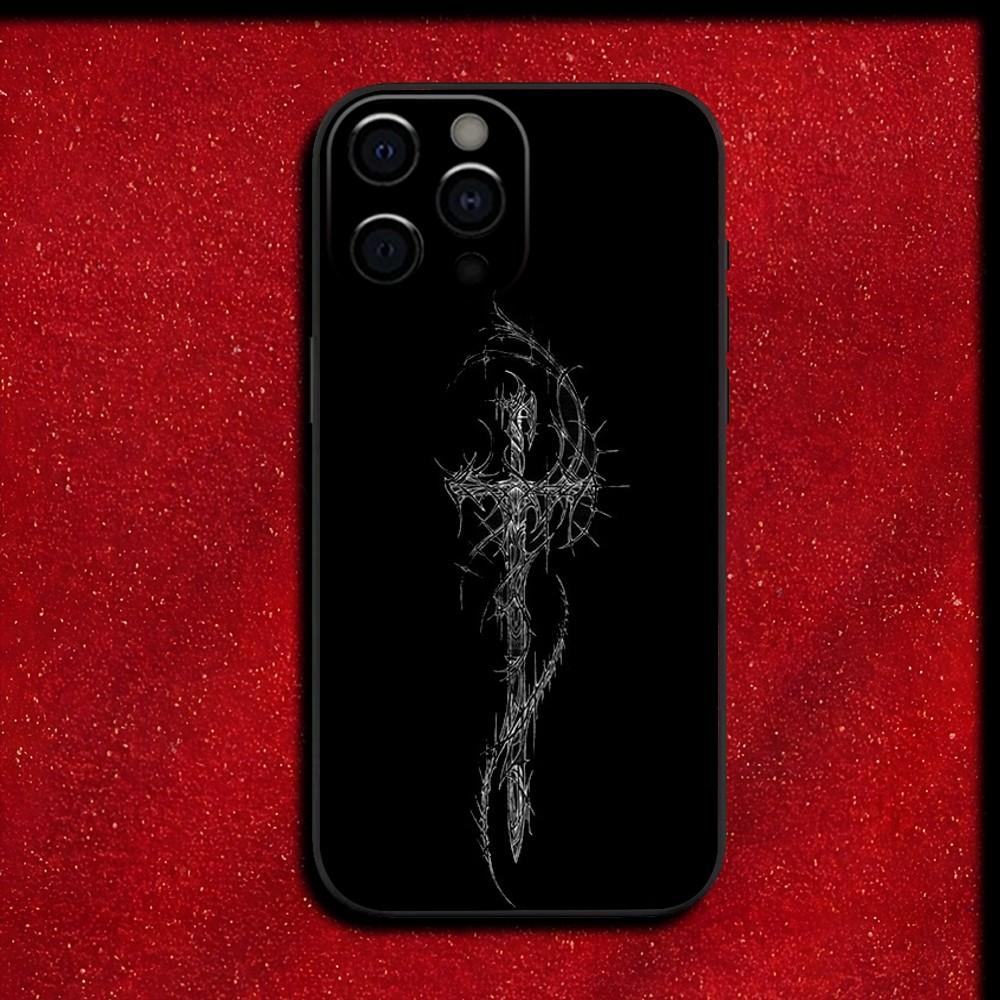 Готический чехол с кибер-крестом для iPhone 16, 15, 14, 13, 12, 11, Pro, X, XS, Max, XR, Plus, Mini, мягкий черный.