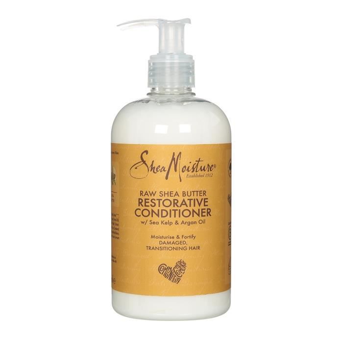 Shea Moisture Après-Shampooing Femme Hydratant et Revitalisant au beurre de karité brut pour cheveux abîmés 384ml