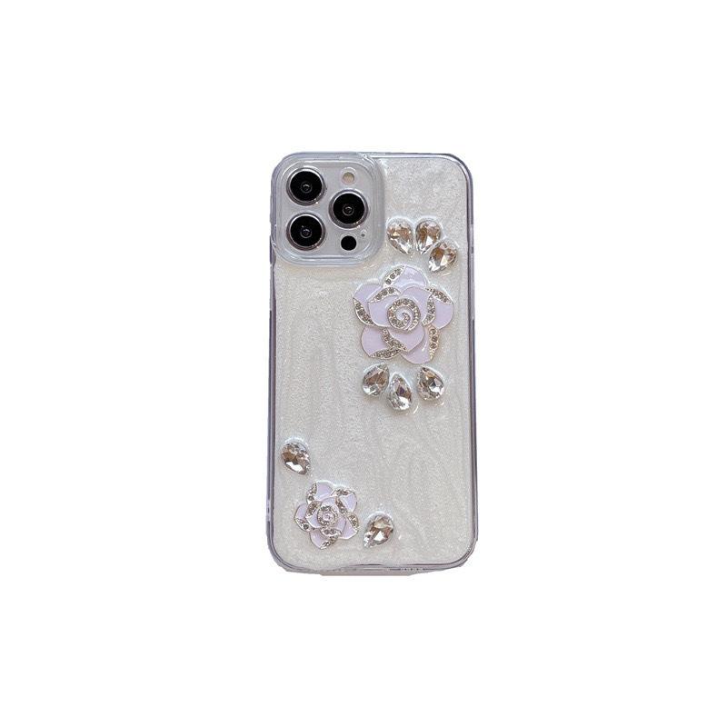 Luxurious Glue Rhinestone Flowers for IPhone17promax Mobile Phone Case for Apple 16plus Anti-fall 15 All-inclusive