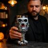 Dark Style Barware Horrible Resin Stainless Steel Skull Goblet, Retro Skeletal Wine Gothic Spooky Theme Tabletop Decor Cocktail Glasses, Vintage
