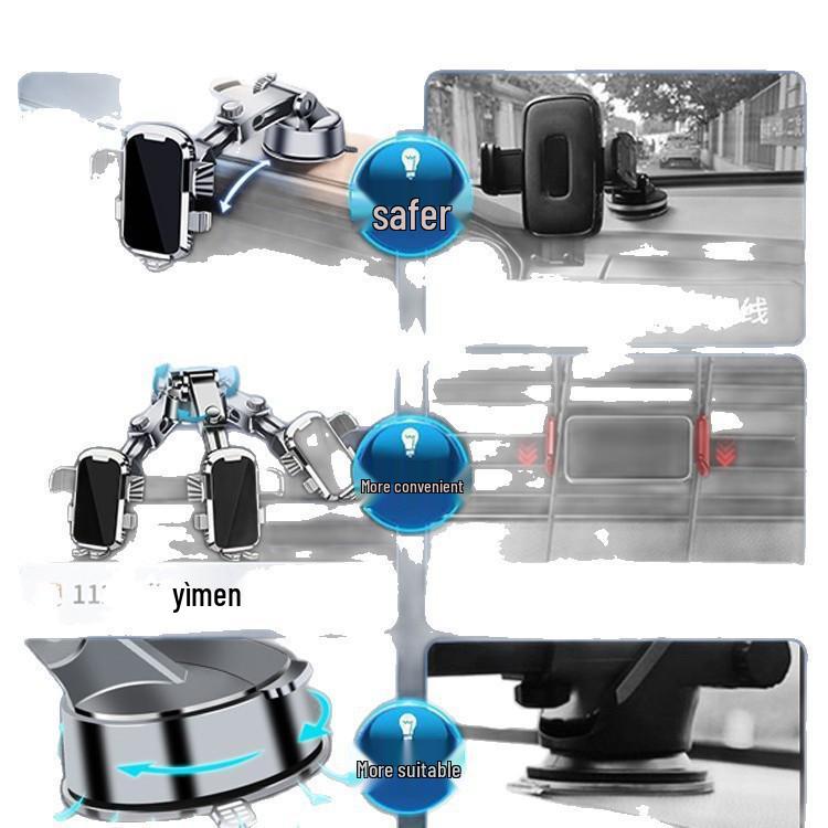 2024 Black Tech Car Phone Holder: Suction Cup & Air Vent Mount for Navigation