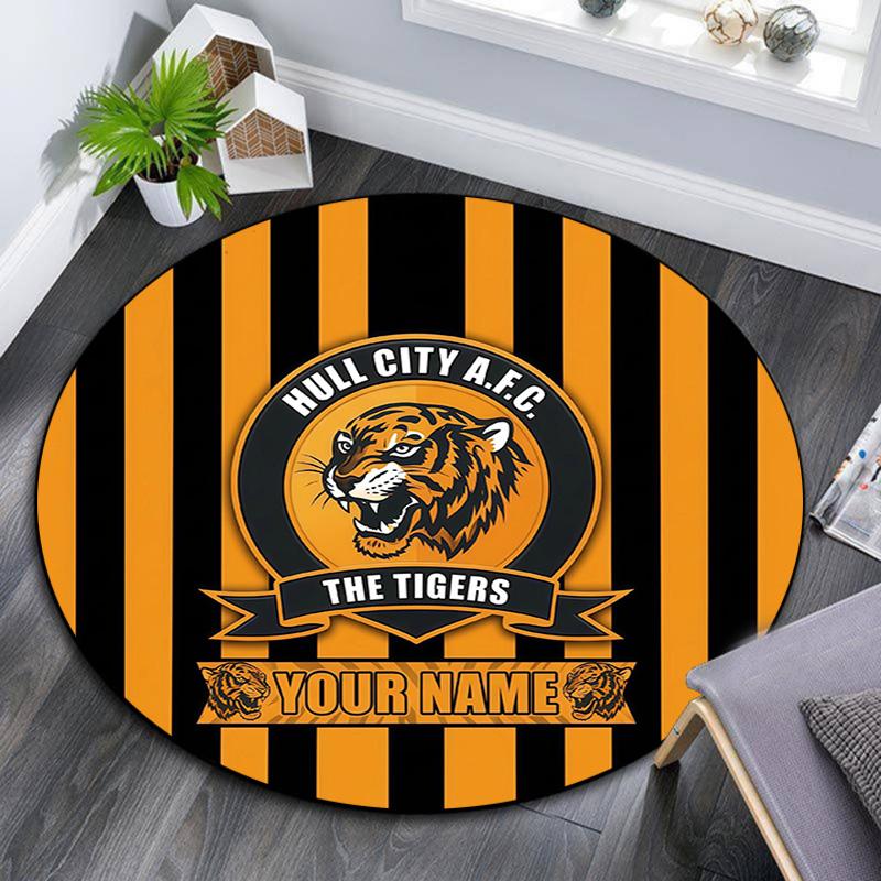 Custom Name Hull City Round Area Rug,Carpet Rug for Living Room Bedroom Sofa Playroom Decor,Non-slip Floor Mat