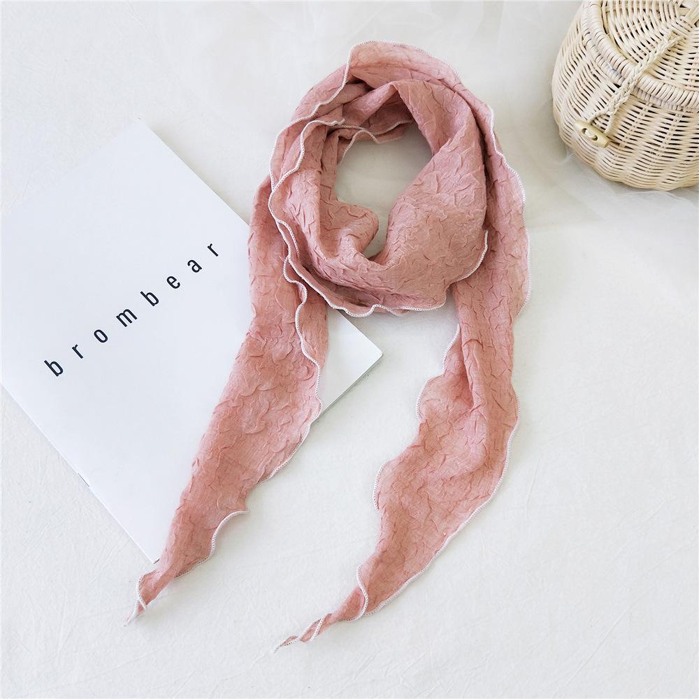 Новый однотонный шарф для женщин на весну и осень, универсальный ремешок на запястье, повязка на голову, модное украшение, защита шеи для студентов, небольшой шарф