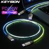 KEYSION PD 66W USB C-C Data Cable Colorful LED RGB Light Gradient Type-C Fast Charging Wire for iPhone 16 Samsung Huawei Xiaomi
