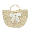 Simple and Versatile Portable Semi-round Straw Woven Bag, New Large-capacity Woven Bag, Holiday Wind Beach Bag, Hand Carry Vegetable Basket