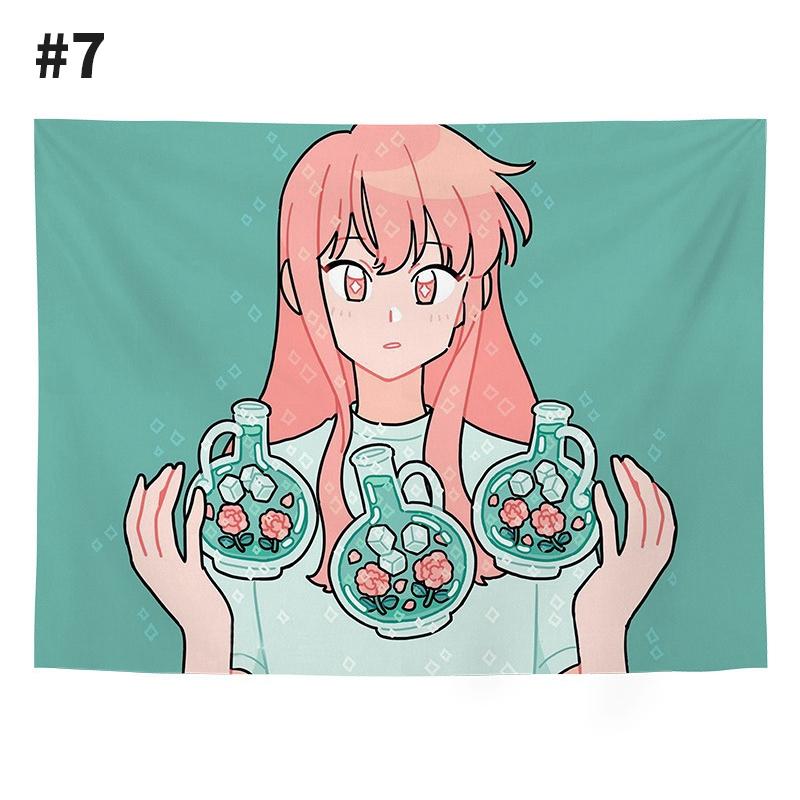 Tapestry Wall Hanging Art Girl Cloth Painting Background Room Decoration