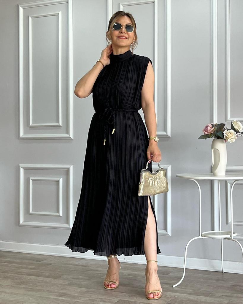 Летнее женское платье миди с плиссировкой и завязкой на талии, 2024