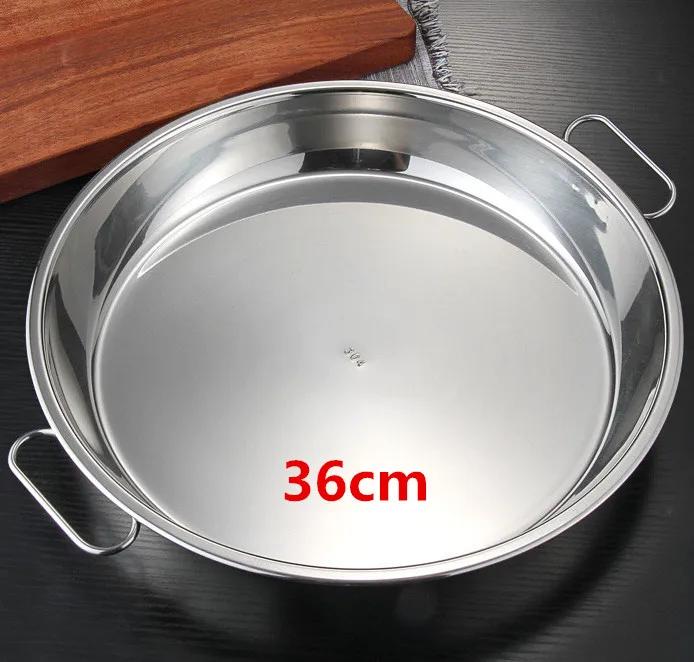 Поднос для тарелок из нержавеющей стали 304, плоская тарелка для лапши, приготовленная на пару, большая тарелка большого размера, наборы тарелок и тарелок для теста с двумя ручками