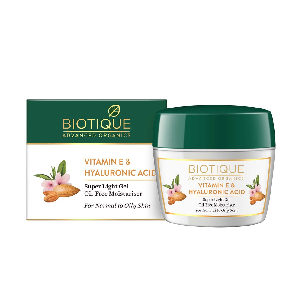 Biotique Увлажняющий крем с витамином Е и гиалуроновой кислотой 175 г Обезжиренный гель-крем для увлажненной сияющей кожи Все типы кожи