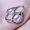 seniko Кольца с натуральным пресноводным жемчугом для женщин, модные женские кольца с двойным жемчугом, ювелирные изделия, регулируемое кольцо