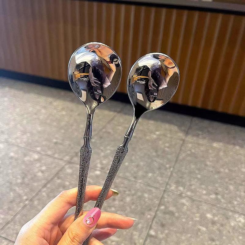 Ложка для льда из нержавеющей стали с длинной ручкой, корейский стиль, круглая ложка, западный стиль, десертная ложка, совок для риса