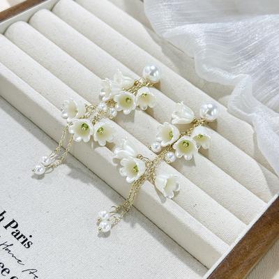 Корейские нишевые милые и элегантные цветочные серьги женские высокого класса дизайн длинные бахромчатые серьги-гвоздики