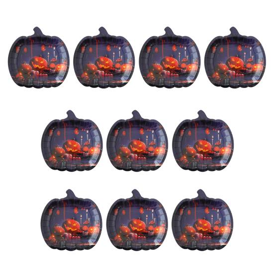 Хэллоуин Тыква Бумажные тарелки Черные Оранжевые Тарелки-гримасы тыквы Одноразовые сервировочные подносы для угощений на Хэллоуин