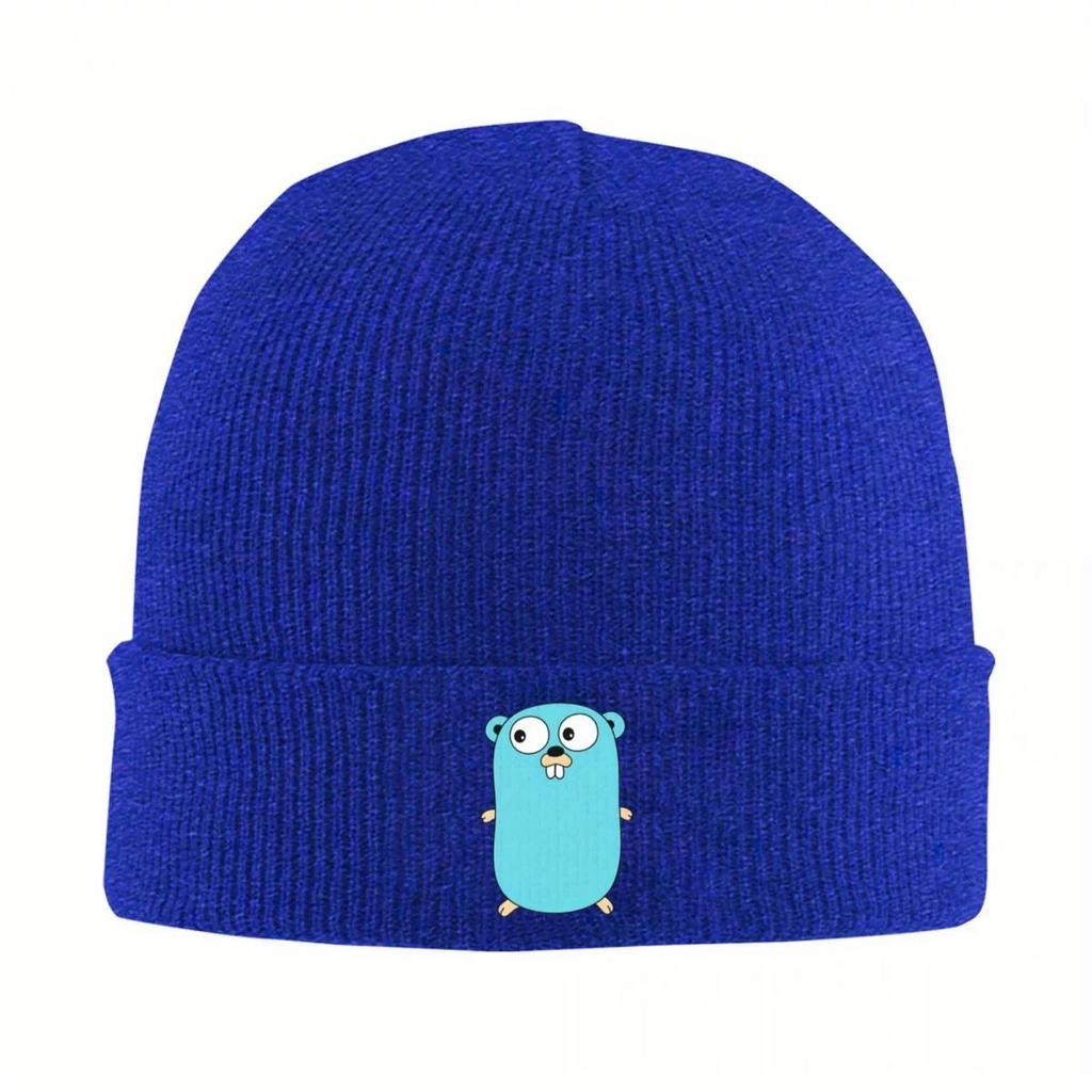 Новая теплая вязаная шапка-бини с изображением Gopher из Go Golang, модная шапка-колпак, осенне-зимние головные уборы для улицы, унисекс, женские, взрослые