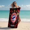 Personalized customized proof beach towel with Bayern Munich pattern - soft, absorbent, quick-drying, perfect swimming, camping&bathing