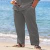 Men's Linen Trousers Drawstring Elastic Waist Solid Colour Comfortable Breathable Outdoor Daily Streetwear