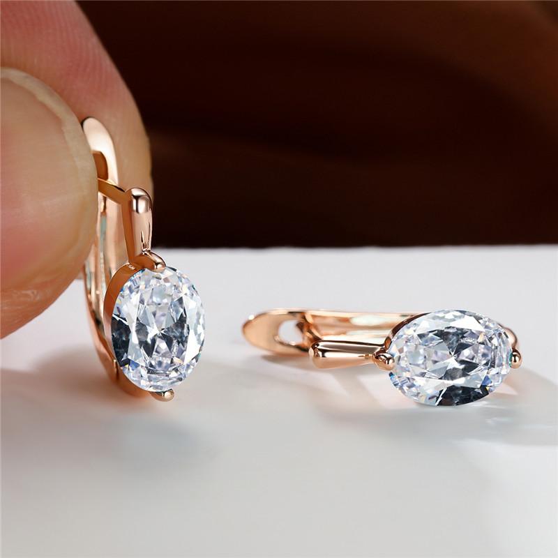 Овальные серьги-кольца с камнями королевского синего, зеленого, белого и красного цвета для женщин цвета шампанского золота, свадебные серьги-пряжки для ушей, украшения для мамы на день рождения