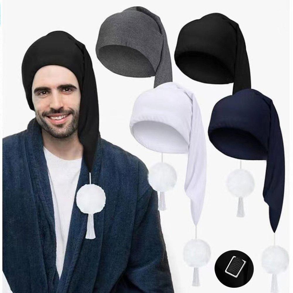 Elastic Sleepwear Hat with Pom Ball Stocking Santa Cap Night Sleeping Caps  Women Men