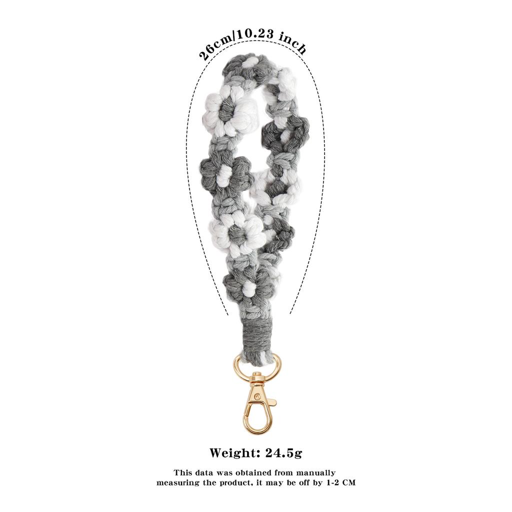 Bohemian Woven Daisy Mobile Phone Lanyard Hand-Woven Flower Keychain Handmade Beach Bag Pendant Creative Gift