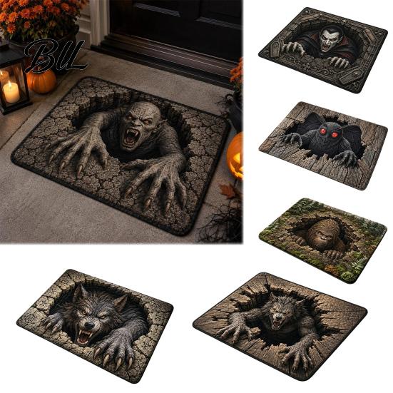 Non Slip Floor Mat 3D Spooky Halloween Rug, Scary Creature Optical Illusion 16" x Indoor Decor 24" Non-Slip Door for Living Room Entrance Carpet