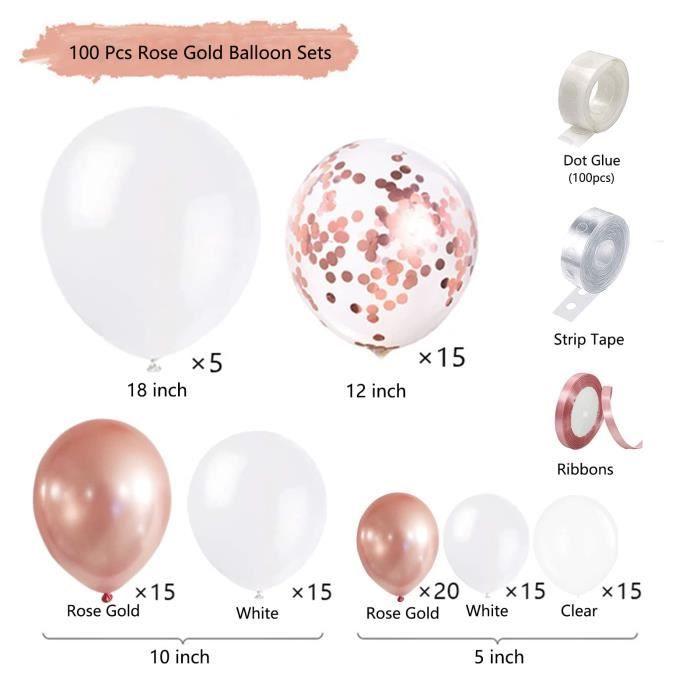 Kit de Guirlande de Ballon - Arche - 100 Pièces - Latex Blanc - Non Toxique - Anniversaire