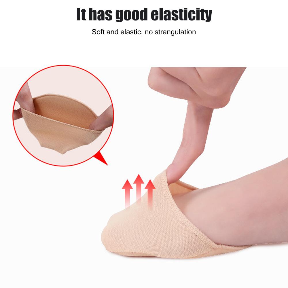 1 Pair Breathable Women's Invisible Toe Cover With Padding Toe Topper Liner Socks Non-Skid Bottom For High Heels Cushions