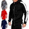 2 Pcs/Set Men Tracksuits Contrast Colors Hooded Drawstring Casual Sports Sets for Daily Wear