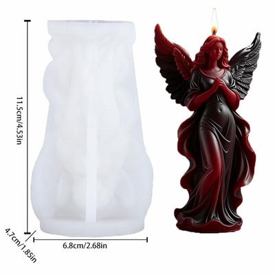 Новая силиконовая форма для ароматической свечи Крыло Ангела Рельеф Фигура Богини Гипсовая форма 3D Готический стиль Форма для смолы DIY Поделки