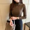 Women Autumn Winter Knitted Sweater Half High Collar Solid Color Underlay All Match Long Sleeve Top EMA