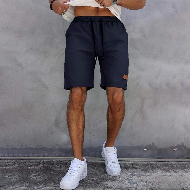 Мужские повседневные летние шорты, брюки-пять четвертей, классические однотонные кожаные шорты с завязками на липучке