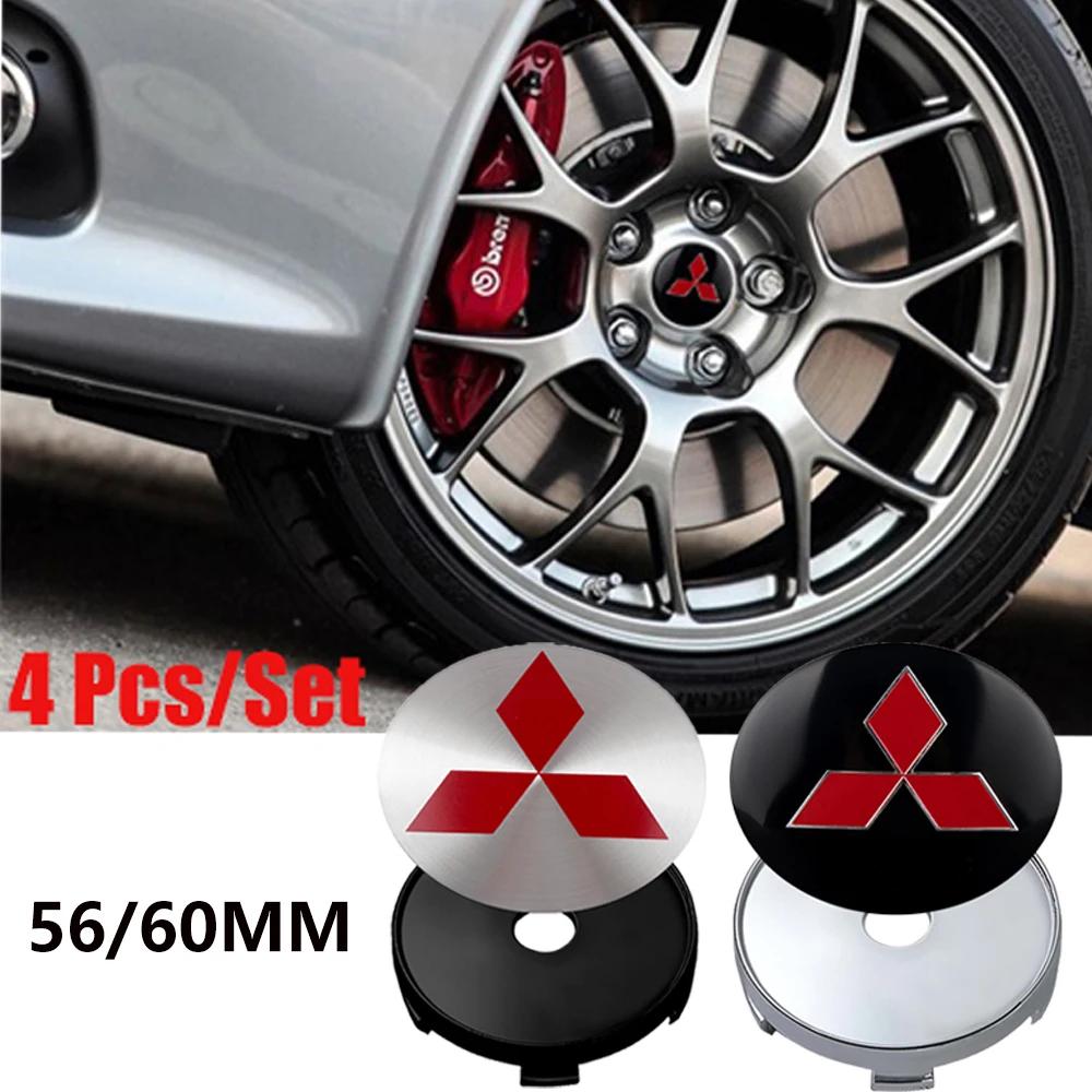 4PCS 60mm Car Wheel Hub Caps ABS 3M Adhesive Anti-Scratch For Mitsubishi Lancer Pajero Outlander L200 EVO Interior Accessories
