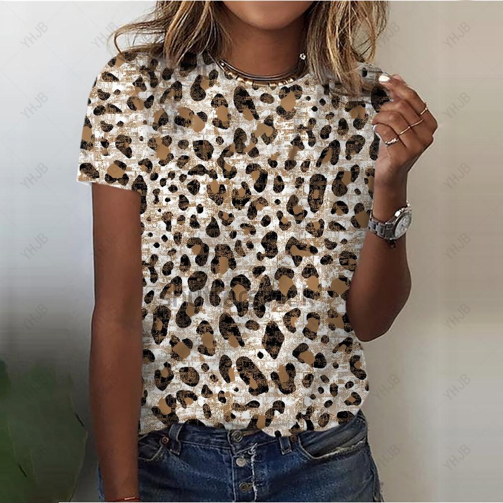 Сексуальная футболка для женщин, модные повседневные шорты с леопардовым принтом, футболка с рукавами для девочек, красивые уличные футболки, футболка с круглым вырезом для женщин